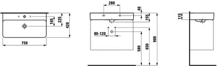 Раковина Laufen Val 75см подвесная/для мебели