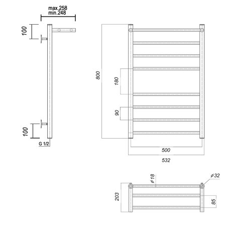 Полотенцесушитель водяной Domoterm Медея сп П8 50x80