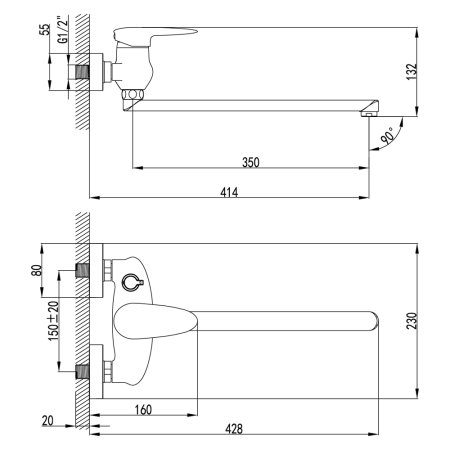 Смеситель Lemark Status LM4417C для ванны