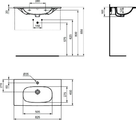 Раковина Ideal Standard Tesi 80см подвесной/для мебели