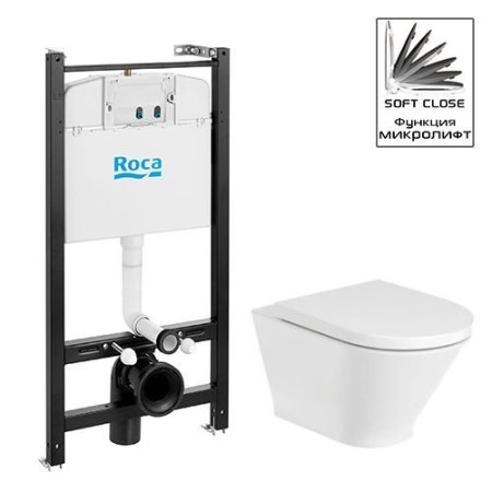 Инсталляция Roca Active с унитазом Roca Gap Round без смывного обода