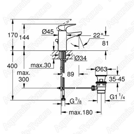 Смеситель Grohe BauFlow для раковины (с донным клапаном) 23751000