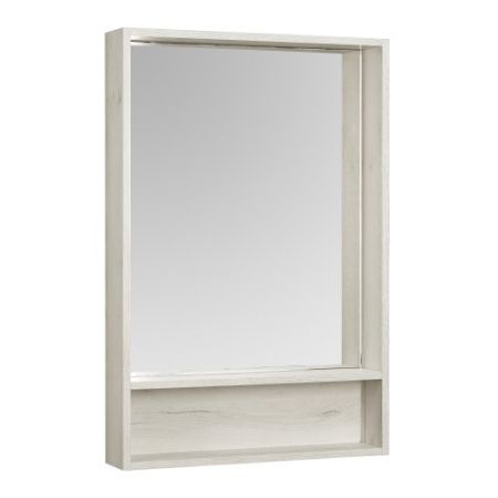 Шкаф-зеркало Aquaton Флай 60см белый глянец/дуб крафт