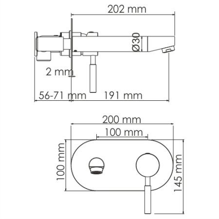 Смеситель WasserKRAFT Main для раковины настенный (внешняя и скрытая части) 4130