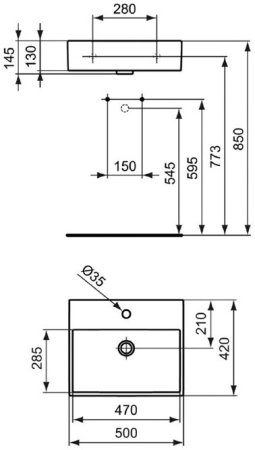 Раковина Ideal Standard Strada 50см подвесная/накладная