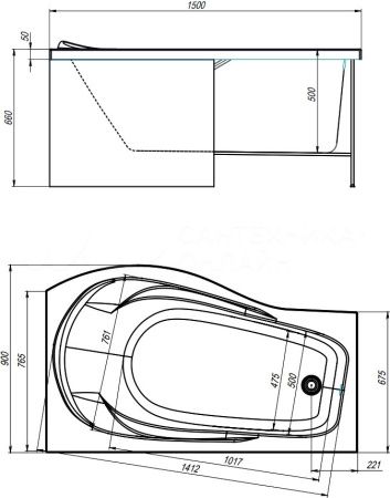 Акриловая ванна Alex Baitler Orta 150x90 (R)