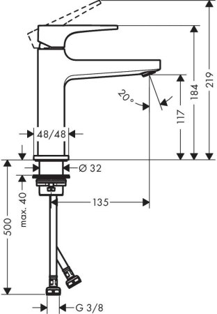 Смеситель Hansgrohe Metropol 110 для раковины (с донным клапаном) 32507000