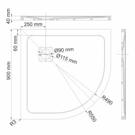 Душевой поддон WasserKRAFT Neime 19T01 90х90