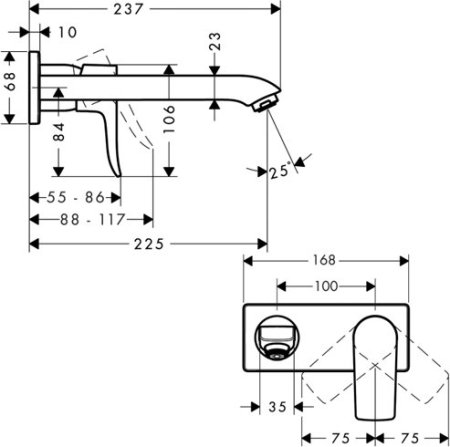 Смеситель Hansgrohe Metris для раковины настенный (внешняя часть) 31086000