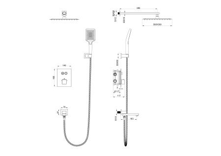 Душевая система Wonzon & Woghand графит WW-88929003-BGM