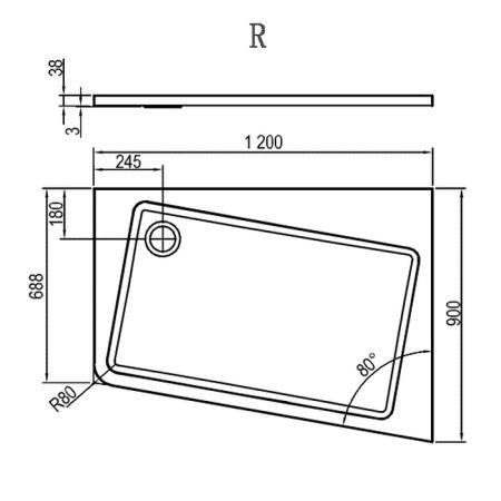 Душевой поддон Ravak Asymetric Pro 10° R 120x90 XA25G70101P правый