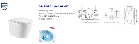 Унитаз подвесной WeltWasser Salzbach 043 GL-BL без смывного обода с микролифтом