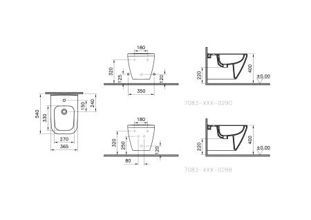 Биде подвесное Vitra Integra Square 7083B003-0288