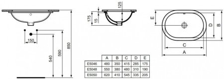 Раковина Ideal Standard Connect 62см встраиваемая снизу