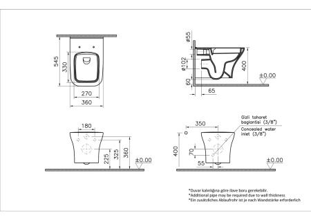 Унитаз подвесной Vitra Zentrum Square 7484B003-0075
