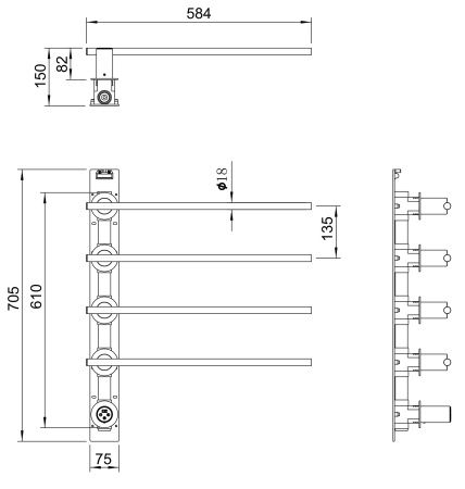 Полотенцесушитель электрический Wonzon & Woghand Dortmund 58x70 П4 WW-A364-BR