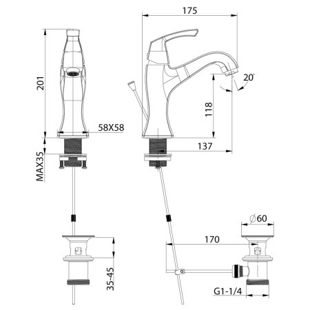 Смеситель Lemark Nubira LM6206ORB для раковины