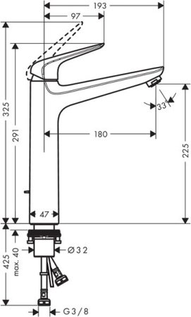 Смеситель Hansgrohe Novus для раковины с донным клапаном (высокий) 71123000