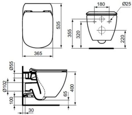 Унитаз подвесной Ideal Standard Tesi AquaBlade T007901