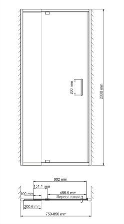 Душевая дверь в проем WasserKRAFT Berkel 48P27 80x200 (распашная)