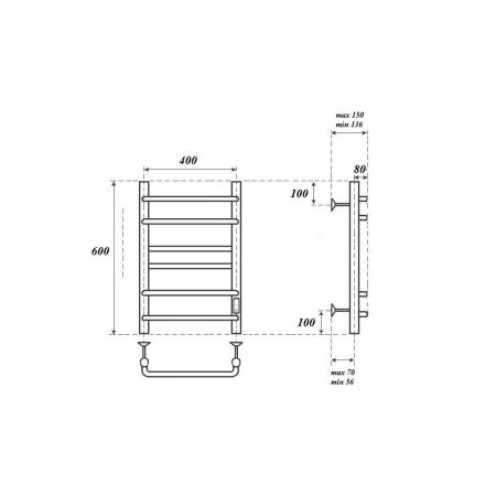 Полотенцесушитель электрический Point Сатурн PN90846B 60x43 (черный)