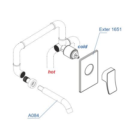 Смеситель WasserKRAFT Exter для раковины настенный (внешняя и скрытая части) A16573