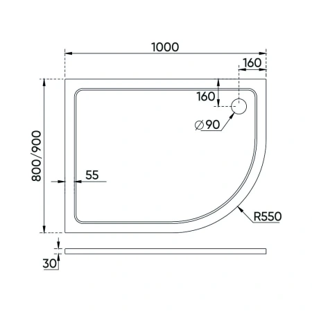 Душевой поддон Veconi Tezeo Stone TZ-11R 90x100