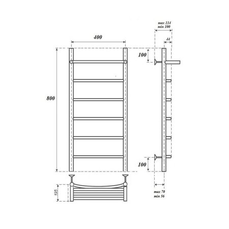 Полотенцесушитель водяной Point Афина PN04148P 80x43 с полкой (хром)