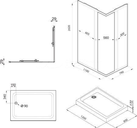 Душевой уголок Triton Вента 120x80