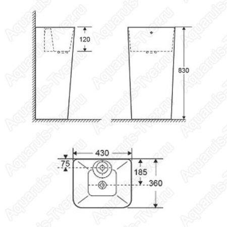 Раковина Cerutti Dorris CT7830 43см (напольная)