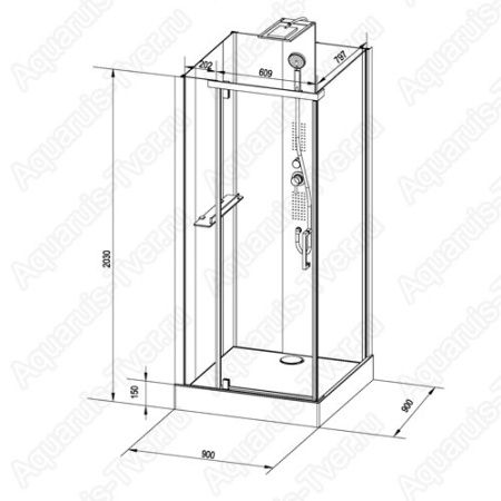 Душевая кабина Black & White G8702 90х90 8702900
