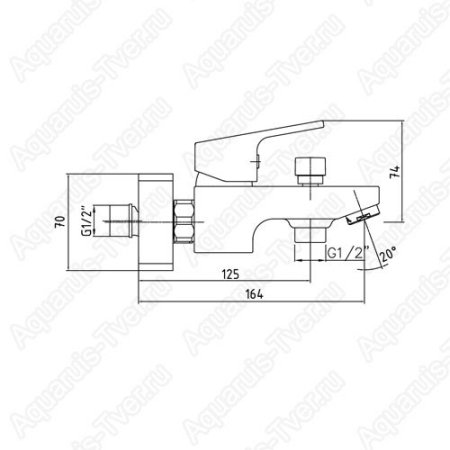 Смеситель E.C.A. Tiera для ванны 102102469EX