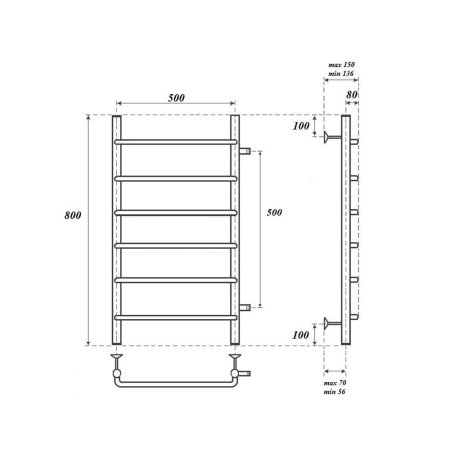 Полотенцесушитель водяной Point Ника PN08558 80x53 (хром)