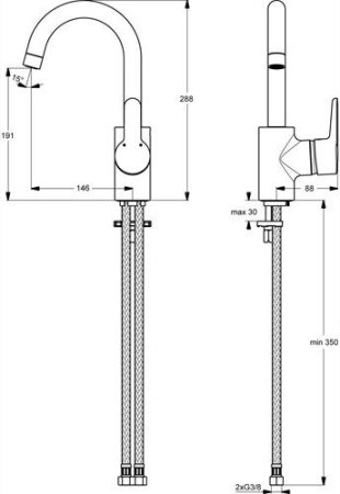 Смеситель Ideal Standard Connect для раковины (высокий)