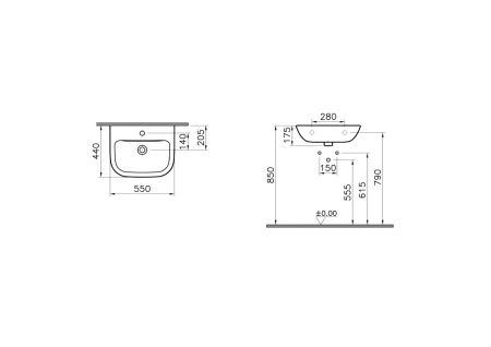 Раковина Vitra S20 55см 5502B003-0001