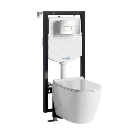 Инсталляция WasserKRAFT Vils с унитазом WasserKRAFT Mindel с микролифтом 56TLT.010.ME.BN03.H002