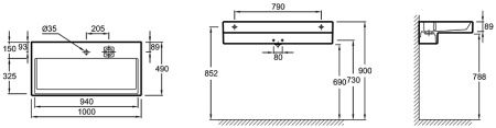 Раковина Jacob Delafon Terrace 100см EXC112-00