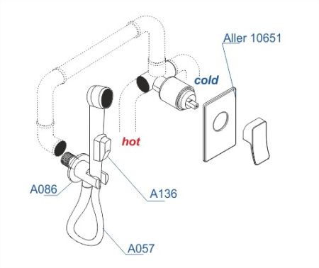 Смеситель WasserKRAFT Aller A106157 для гигиенического душа 120см (комплект)