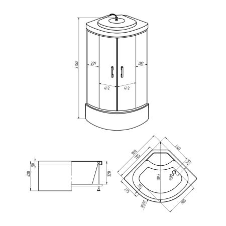 Душевая кабина Erlit Eclipse 90x90 ER5709TP-C2-RUS
