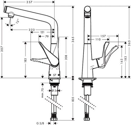 Смеситель для кухни Hansgrohe Metris Select 