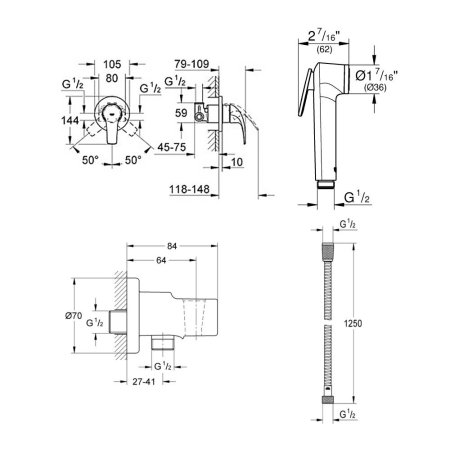 Смеситель Grohe BauCurve для гигиенического душа 123072