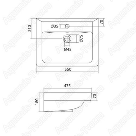 Раковина Santek Тигода 55см 1.WH30.2.126