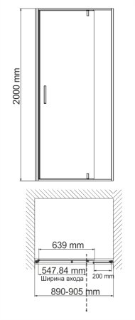 Душевая дверь в проем WasserKRAFT Aisch 55P04 90х200 (распашная)