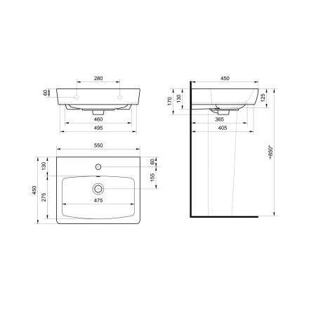 Раковина Santek Нео 55см 1.WH30.2.185