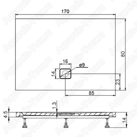 Душевой поддон Riho Basel 411 170x80 без ножек и панели