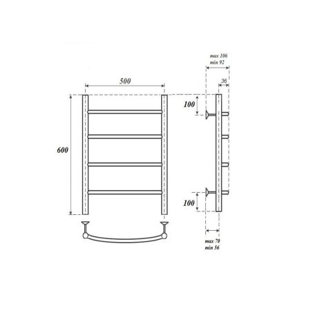 Полотенцесушитель водяной Point Афина PN04156BR 60x53 (бронза)