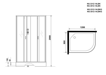 Душевая кабина Niagara NG-3312-14LBK