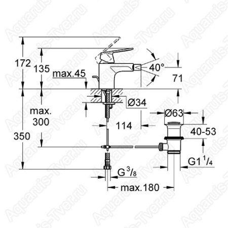 Смеситель Grohe Eurosmart Cosmopolitan для биде с донным клапаном 32839000