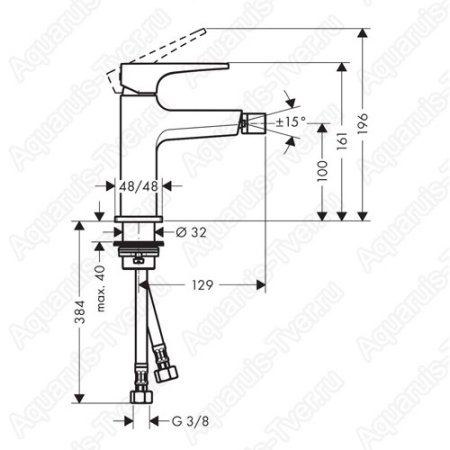 Смеситель Hansgrohe Metropol для биде с донным клапаном 32520700