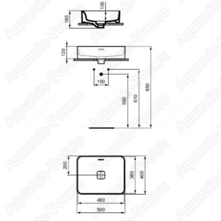 Раковина Ideal Standard Strada 2 50см без перелива накладная